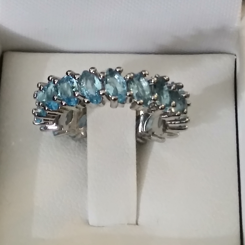 Sterling Silver Blue Topaz Eternity Band